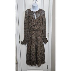Veronica Beard Tunis‎ Midi Dress Floral Printed Cinnamon Multi Size 4 NWT